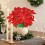 Χρυσά τεχνητά λουλούδια Poinsettia κόκκινα με κλιπς και μίσχους 1