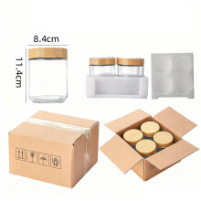 Glazen bewaarpot met houten deksel, 11,4 cm