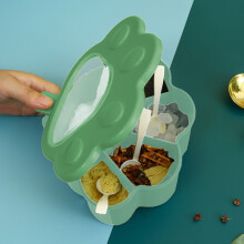 Boîte de rangement pour épices - 5 compartiments, couvercle transparent pour la fraîcheur, empilable et peu encombrante, motif patte adorable pour