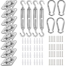 Kit de fixation pour voile d'ombrage, acier inoxydable 304, 80 pièces