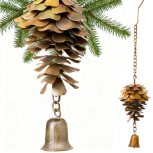 Carillon éolien en métal en forme de pomme de pin – Décoration rustique d'extérieur/d'intérieur aux sons apaisants, idéal pour les jardins,