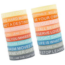 20Pieces Inspirational Silicones Bracelets with Motivational Quote Multiple Colored Wristbands for Kids and Adults