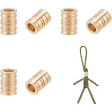 6 kpl messinkisiä paracord-helmiä, 6 mm, isoreikäiset eurooppalaiset välihelmet koruihin, EDC-koruihin, kaulanaruun ja riipukseen –