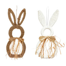 3D-Osterhasenkranz (47 x 20 cm) – Hasenförmiger Rattan-Kreis zum Aufhängen für Haustür, Wand und Eingangsbereich