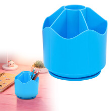 Porta pennelli da trucco e organizer da scrivania in plastica blu a 6 scomparti – Compatibile con pennelli, penne, matite, pennarelli e pastelli