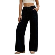 Women's high-waisted barrel jeans wide leg with drawstring