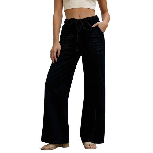 Women's high-waisted barrel jeans wide leg with drawstring