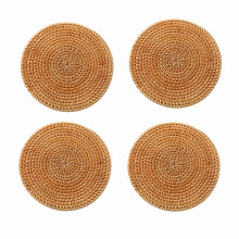Runde, gewebte Platzsets, 4er-Set, waschbare Rattan-Tischsets für Küche und Esszimmer (10 cm / 3,9 Zoll), passend für Standardtische