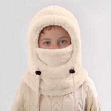 Kids Winter Warm Hat With Ear And Neck Gaiter Thermal For Cold Weather Outdoor Activities Skiing Cycling Beige One Size