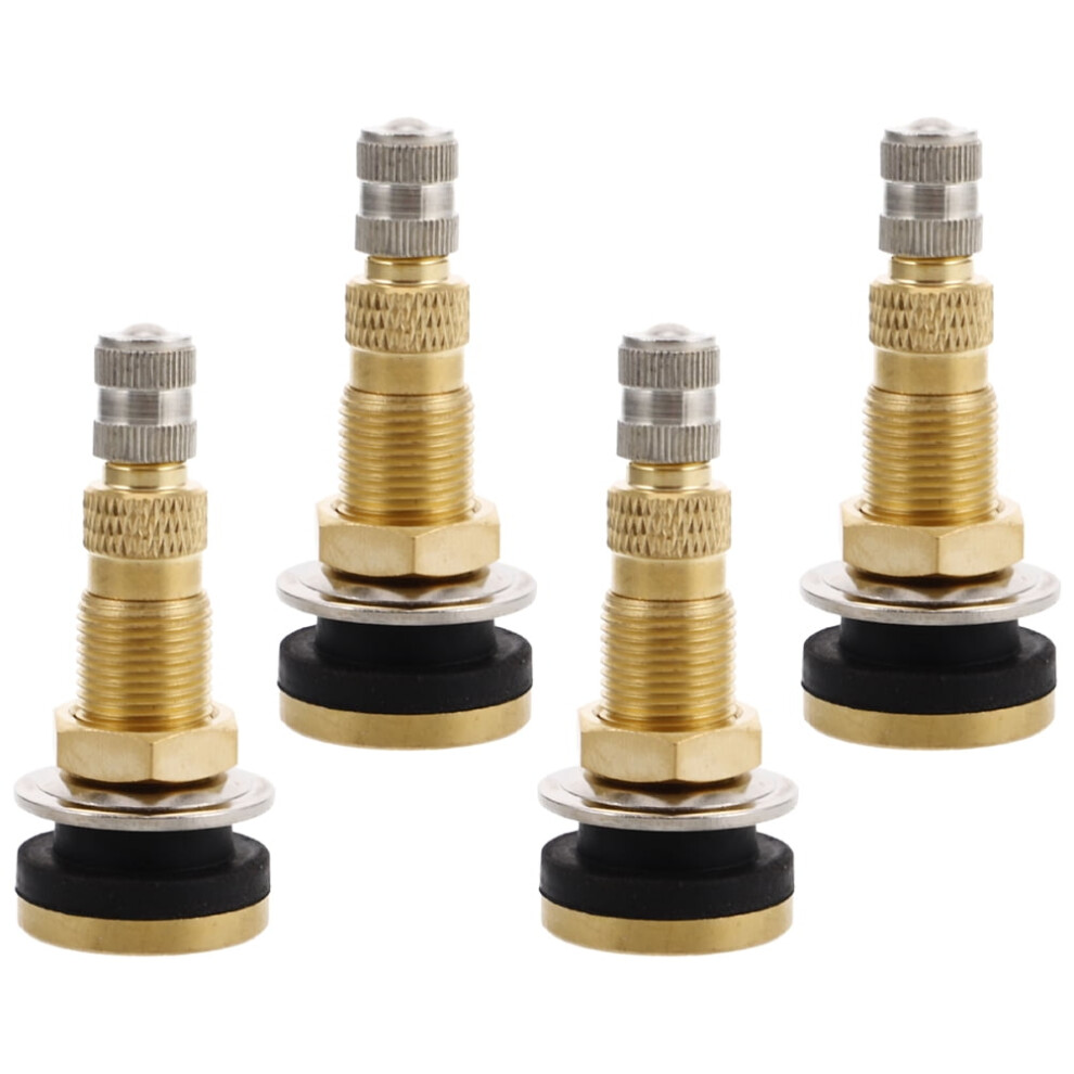 4Pcs Heavy Duty Copper Valve Stems Tractor Valve Stem For Tubeless Tires Vacuum Tire Air Valve For Engineering Vehicles Rollers Loaders 9425574028334