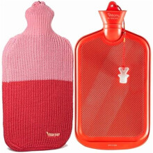 Wärmflasche aus gestricktem Gummi mit Bezug aus Wollmischgewebe