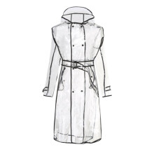 Impermeabile medio-lungo trasparente da donna, alla moda e antivento.
