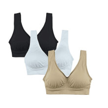 Confezione da 3 reggiseni senza ferretto da donna, tinta unita, senza cuciture