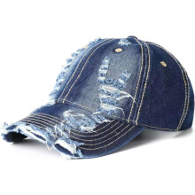 Șapcă de baseball vintage din denim spălat și distrus, pălărie camionetă reglabilă ruptă, pălărie unisex casual pentru tătic, pentru