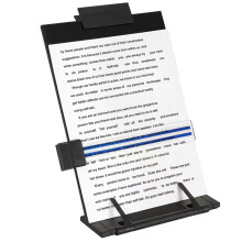 Adjustable Metal Document Stand, 7-Position Copyholder for A4, Books, Tablets – with Line Guide & Paper Clip, Black