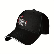 Șapcă de baseball retro – Grafică scorpion Y2K, Snapback reglabil, Negru/Roșu/Alb, Protecție solară, Îmbrăcăminte casual pentru bărbați,