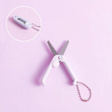 Tijeras plegables portátiles de viaje con llavero, seguras y compatibles con tijeras afiladas, ideales para manualidades, color morado, 0,7 x 1,85