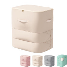 3-Layer Ultra Space Saving Self Compression Organizer, Heavy Duty Moving Bags with Zipper, Space Bags for Comforters and Blankets (Beige,90cm)