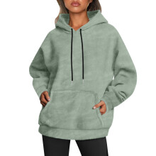 Damen-Hoodies, Sweatshirts mit Kapuze, einfarbig, mit Tasche, locker geschnitten, langärmelig, bequem und lässig, Größe 2XL