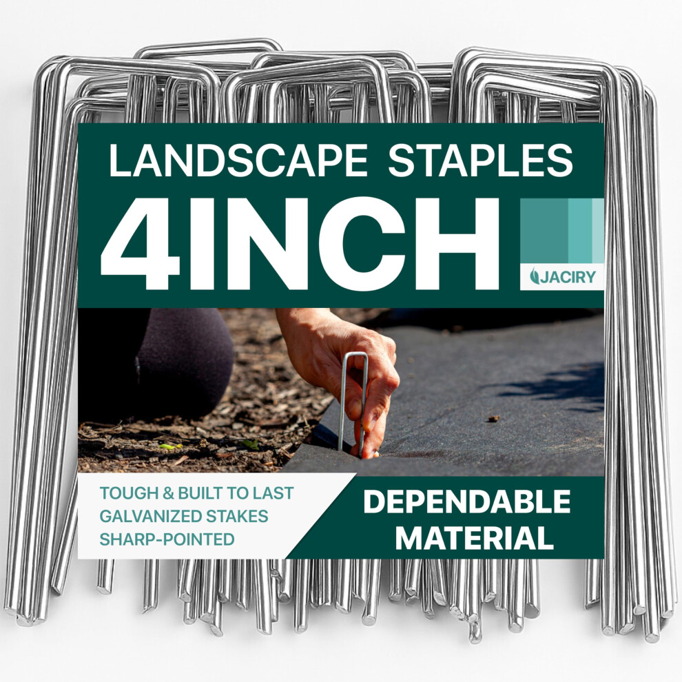4 Inch Galvanized Landscape Staples, Heavy Duty Garden Pins For Weed Barrier Fabric Tent Irrigation Tube, Secure Turf Netting Balloons, Silver 9083649214688