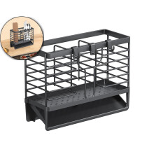 Stainless Steel Utensil Holder & Drying Rack with Plastic Drain Tray – Compact Silverware Drainer for Spoons, Forks, Knives