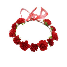 Diadema ajustable con cinta y corona de flores de rosa