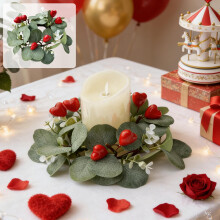 Valentine's Artificial Eucalyptus Candle Ring Wreath