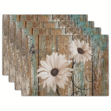 4 rechteckige Tischsets aus Polyester im Prairie Chic-Stil, 30 x 40 cm