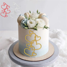 Valentine's Day Gold Love Heart Cake Topper, Acrylic Dessert Decor for Wedding, Anniversary, Birthday & Engagement – 6", compatible with standard