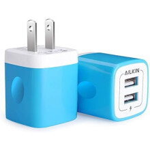 2-Pack USB Wall Charger, 2.1A Dual Port Quick Plug Cube Compatible with iPhone 15-11, SE, X, XS, Samsung S23-S21