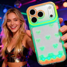 LED Bowknot Phone Case with Built-in Light – Compatible with iPhone X/11/12/13/14/15/16/17, Fashion Flash Protective Cover for Parties & Daily Use