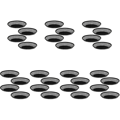 28Pcs Black Plastic Dessert Plates Multipurpose Storage Trays 2