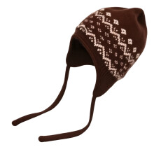 Women's Knitted Winter Hat with Ear Flaps, Geometric Pattern, Adjustable Chin Strap, Thermal Beanie for Hiking/Camping – Compatible with Cold