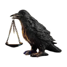 Gotický svícen na čajové svíčky Raven, pryskyřičná soška, černá