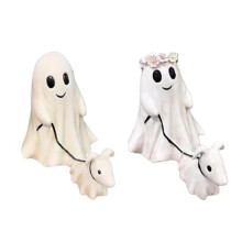 Statua di cane fantasma che cammina per Halloween, statuetta spettrale 2024