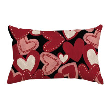 Federa per cuscino di San Valentino, motivo a cuori e strisce, fodera per cuscino di dimensioni standard, morbida decorazione per la biancheria da