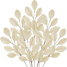 Lot de 6 branches de magnolia artificiel de 73 cm (28,7 po) – Magnolia Champagne, compatibles avec les compositions de Noël pour la maison et les