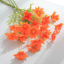 5 buntar sidenprästkrageblommor i vas – höstdekor, bordsdekoration, kompatibel med hem- och evenemangsdekor