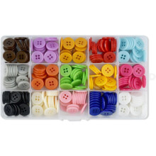300pcs 15mm Resin Buttons 4-Hole 15 Colors