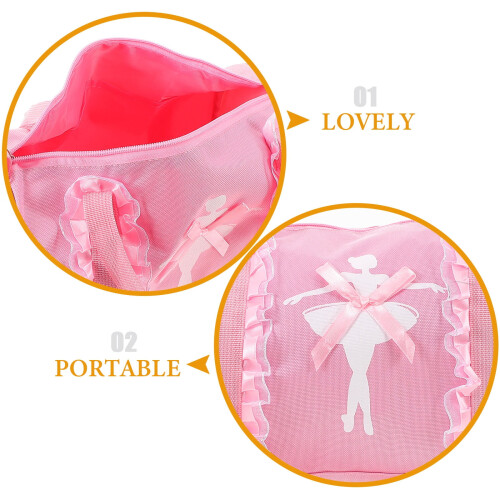 Borsa da ballo rosa portatile con resistente materiale Oxford e tracolla regolabile. 2