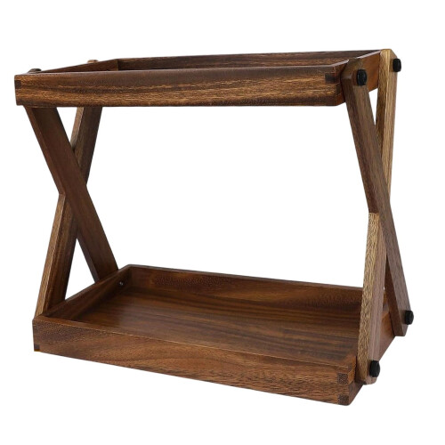 Ράφι κουζίνας Sturdy2Tier από ξύλο για αξεσουάρ καφέ-μπαρ και αποθήκευση σε πάγκο 2