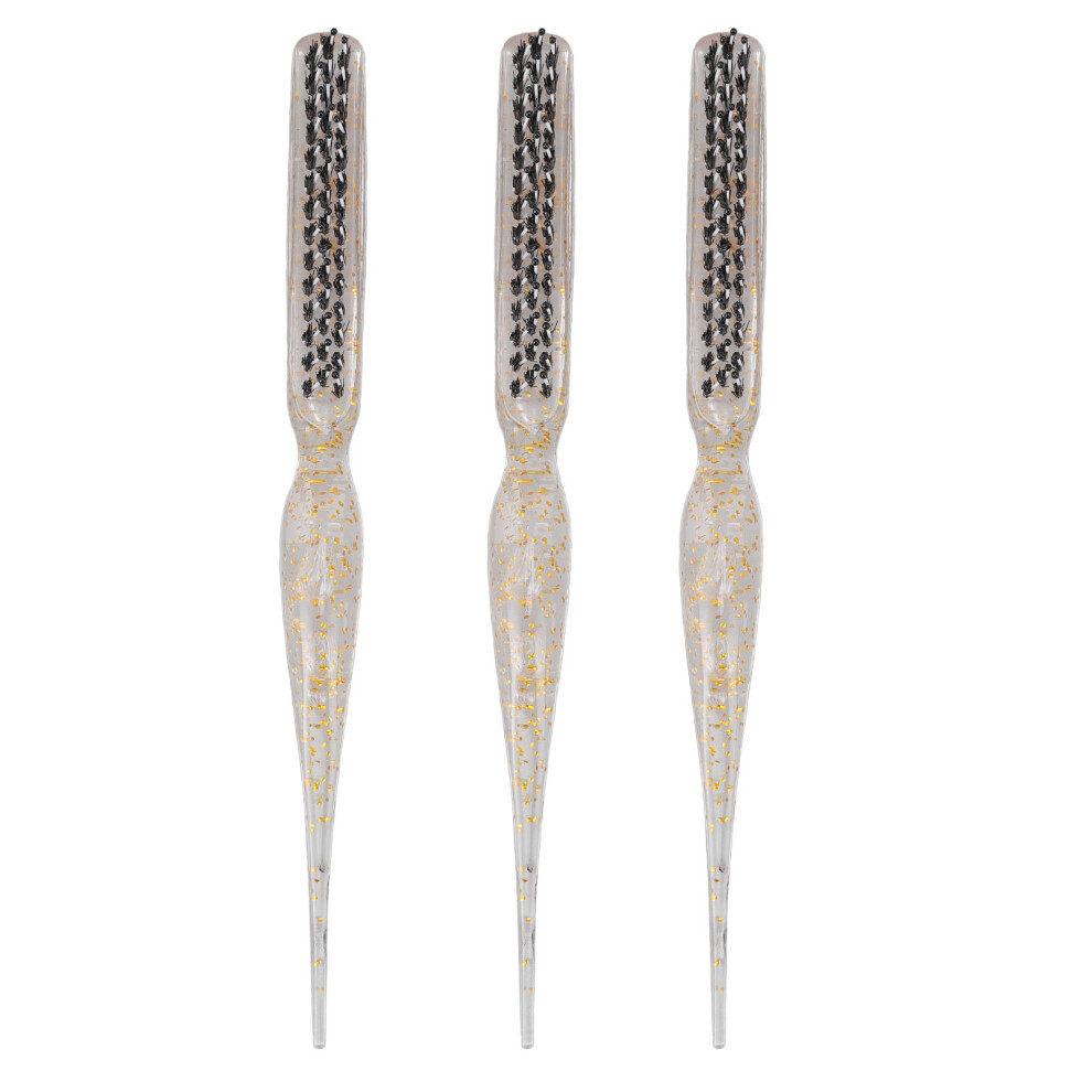 3pcs Gold Nylon Rat Tail Teasing Hair Brush Combs 3 Rows for Styling