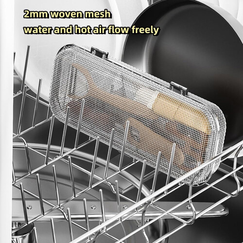 Dishwasher Basket, Stainless Steel Dishwasher Silverware Basket, Replacement Utensil Rectangular Mesh Drain for Small Items(Rectangle-Medium) 2