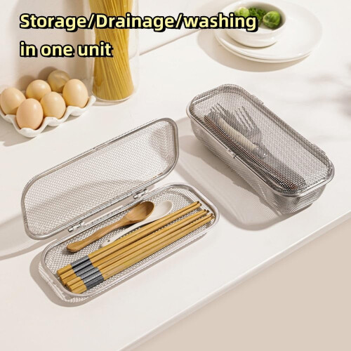Dishwasher Basket, Stainless Steel Dishwasher Silverware Basket, Replacement Utensil Rectangular Mesh Drain for Small Items(Rectangle-Large) 2