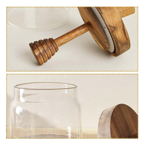 Honigglas aus Glas mit Holzlöffel, 500 ml 1