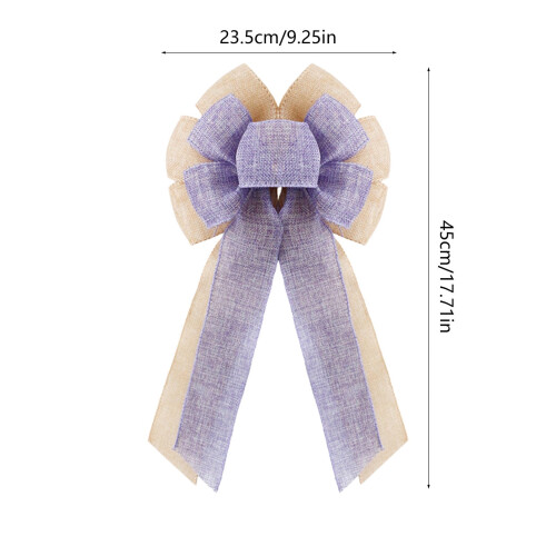 Burlap Wreath Bow Rustic Jute Tree Topper Purple 2