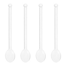 4Pcs Elegant Transparent Glass Mixing Spoons for Coffee Tea Beverage