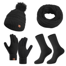 Ensemble 3 pièces (écharpe, bonnet et gants) en tricot pour l'hiver, pour femmes et hommes – Imperméable, confortable et idéal pour l'extérieur