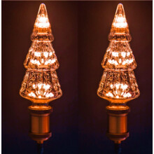 Pacáiste 2 Bolgán Edison Seanré, Bolgáin Solais Maisiúla LED E27 220V3W, Bolgán Solais Tine Ealaíne Sreang Chopair, Bolgán Solais Réalta