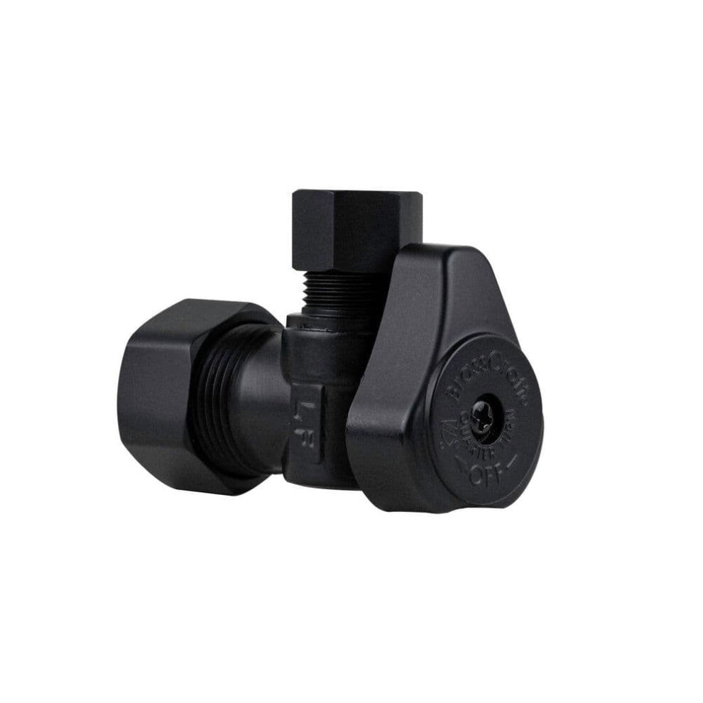 1/2" Nom Compression Inlet X 3/8" Od Comp Outlet 1/4 Turn Matte Black Angle Stop 9405492066861